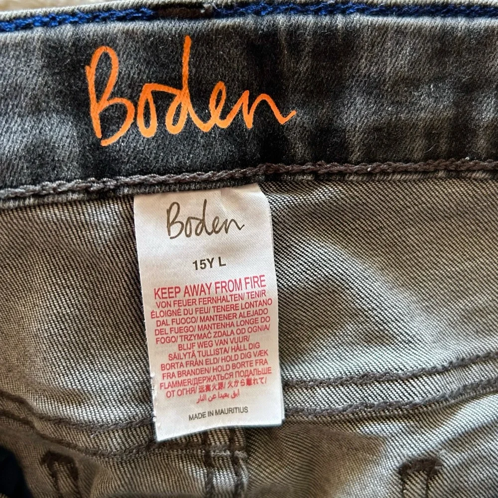 Boden Black Adjustable Waist Straight Leg Stretchy Jeans Button Zipper Sz 15Y L - Picture 6 of 10